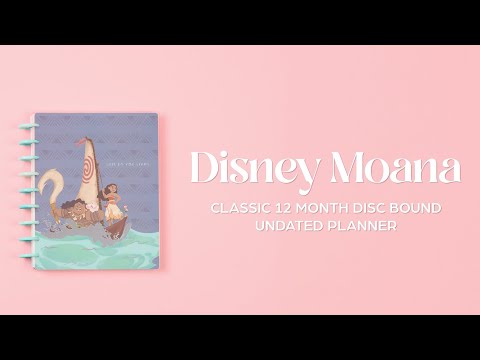 Undated Disney Moana Customizable Planner - Classic Vertical Layout - 12 Months