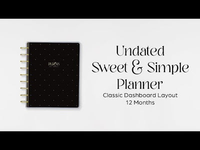 Undated Sweet & Simple Customizable Planner - Classic Dashboard Layout - 12 Months