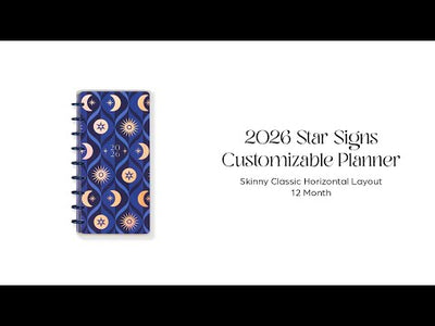 2026 Star Signs Customizable Planner - Skinny Classic Horizontal Layout - 12 Months