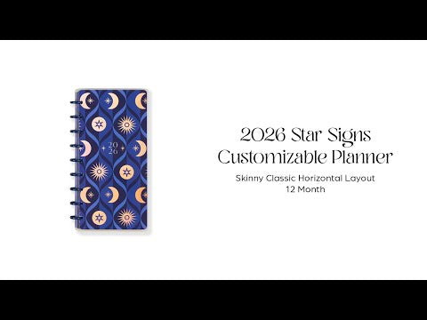 2026 Star Signs Customizable Planner - Skinny Classic Horizontal Layout - 12 Months