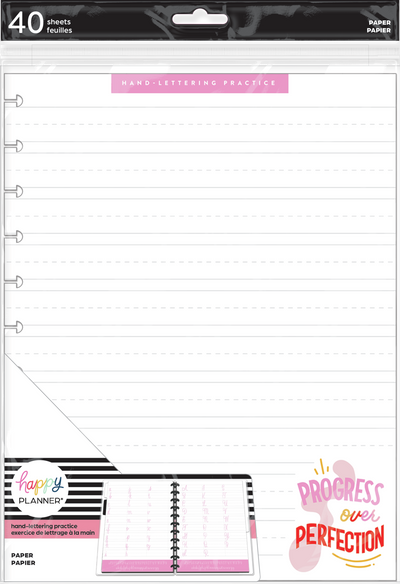 Happy Planner x Threeologie Think Pink Big Filler Paper - Lettering Paper - 40 Sheets