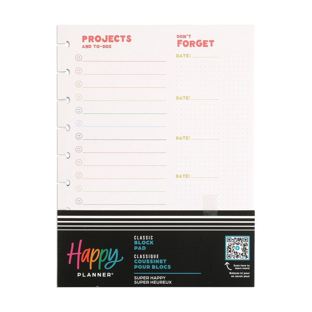 Super Happy - Block Notepad - Classic - 100 Sheets – Happy Planner