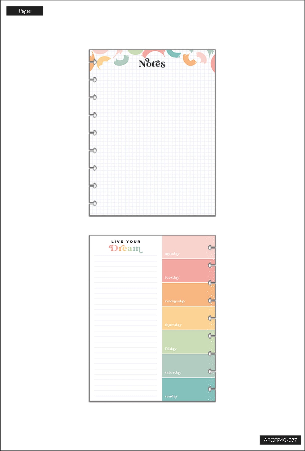 Everyday Colorful Notes Classic Filler Paper - 40 Sheets – Happy Planner