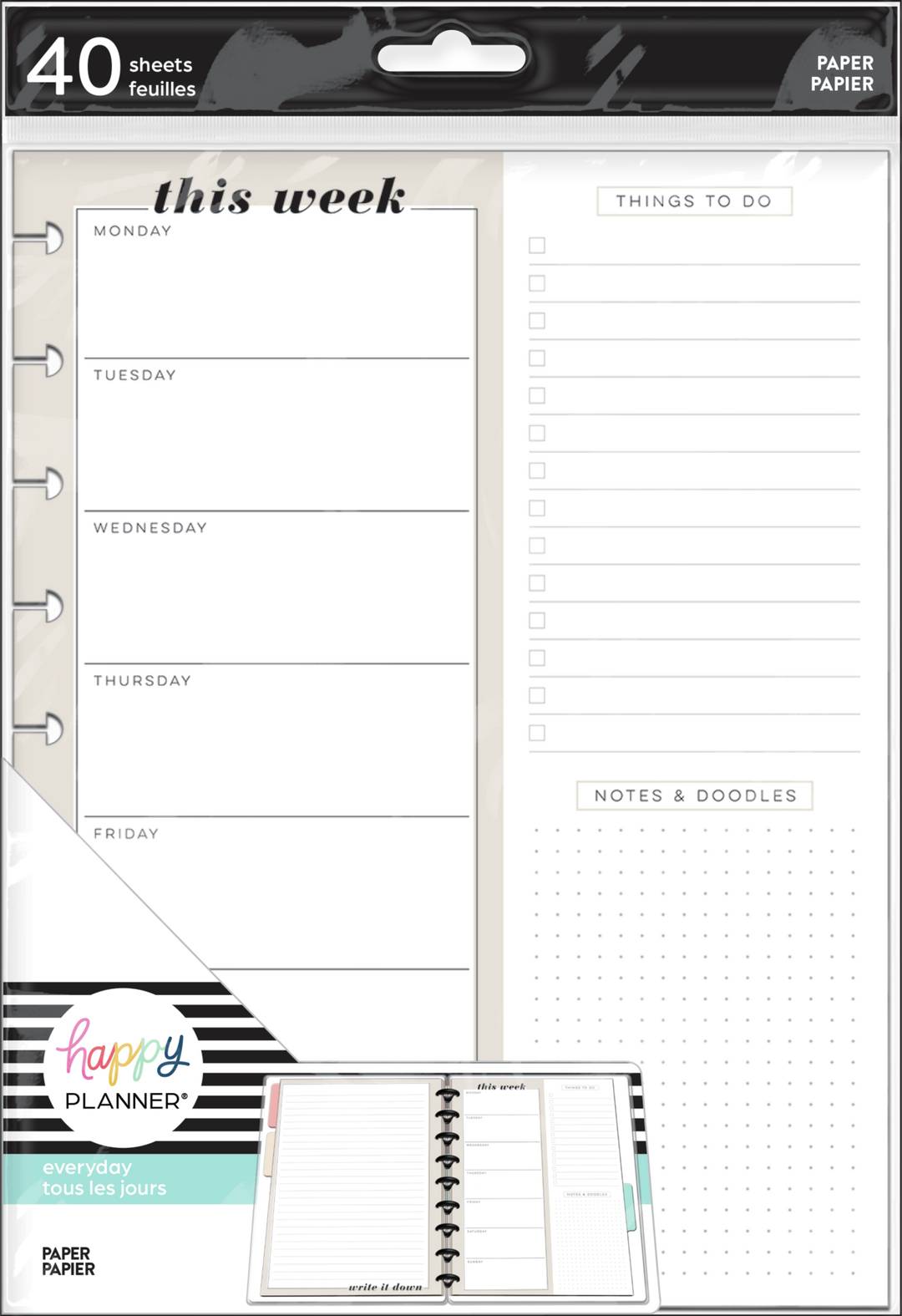 Perfect Plans Weekly Priorities Classic Filler Paper - 40 Sheets