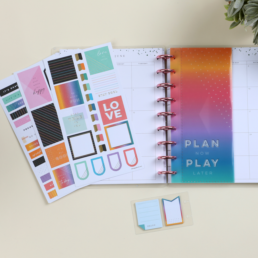 5 Pastel Color Planner Sticker Books, Rainbow, Glam, outlet Happy Planner, Set #62