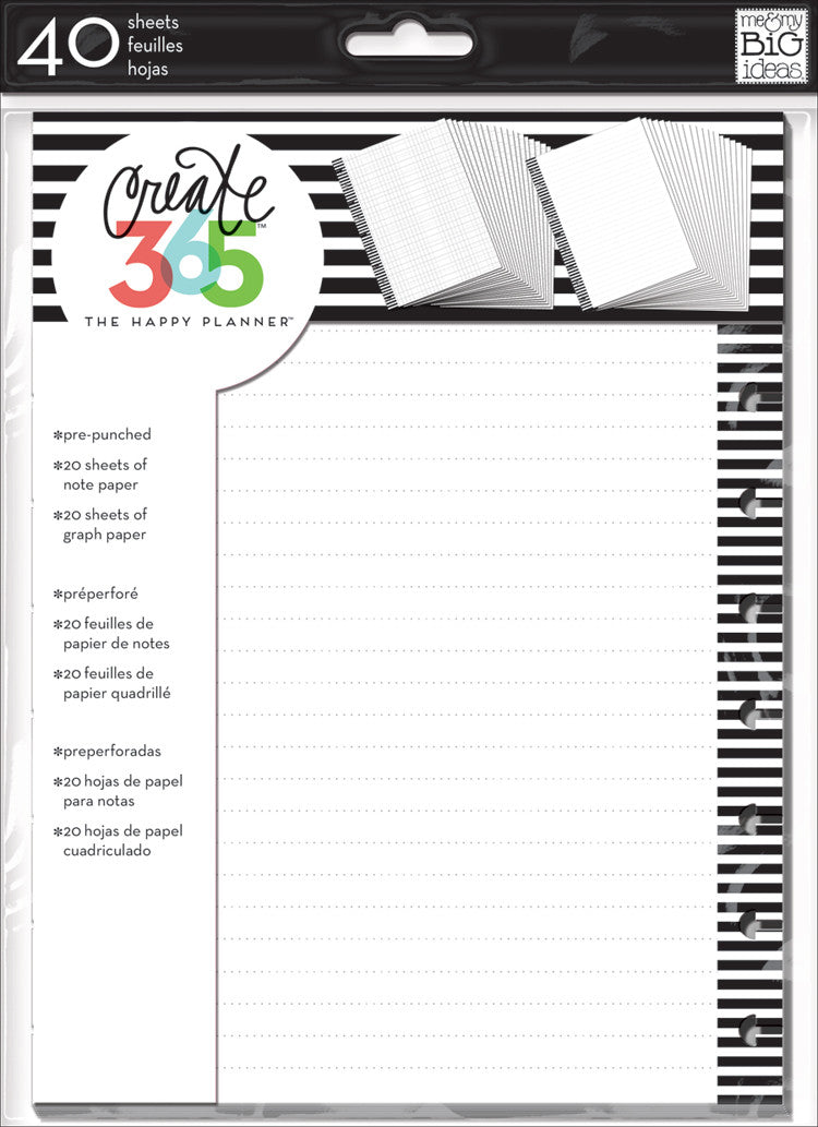 Note & Graph Paper - B&W stripes - Classic