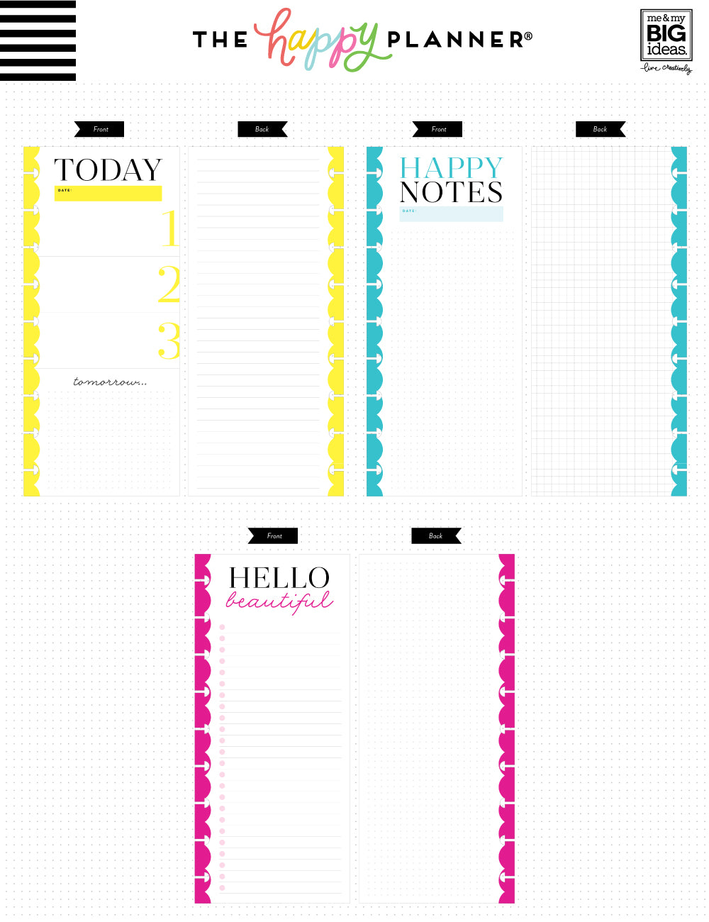 Classic Half Sheet Note Paper Today Happy Planner