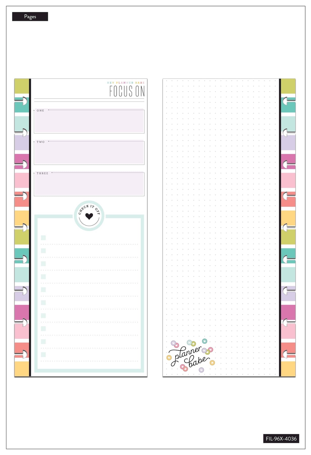 Classic Half Sheet Note Paper Focus Planner Babe Happy Planner