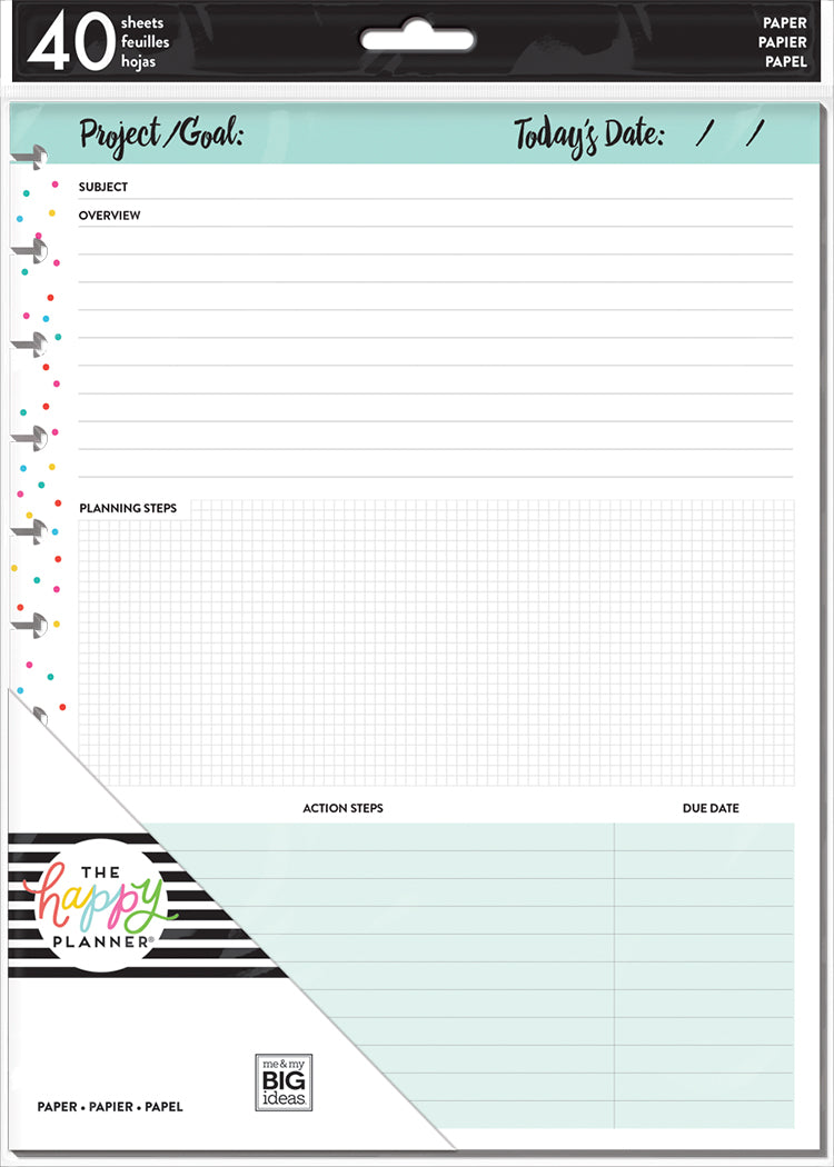 Project File Paper Printable Project Fill Paper - BIG – Happy Planner