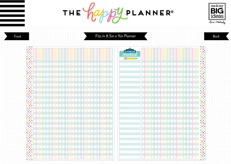 BIG Note Paper - Teacher Checklist – Happy Planner