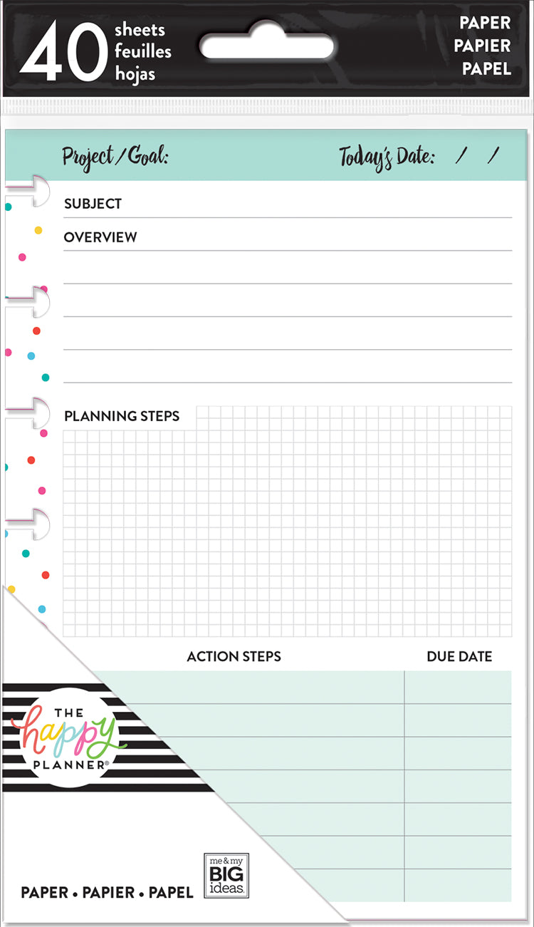 Project File Paper Printable Project Fill Paper - Mini – Happy Planner