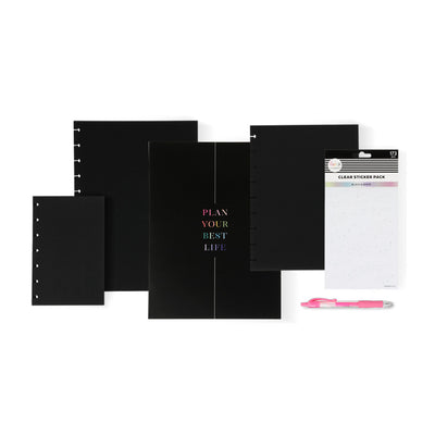 Plan Your Best Life - Black Filler Paper + Clear Stickers Bundle