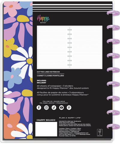 Fun Fleurs - Dotted Lined Classic Notebook - 60 Sheets