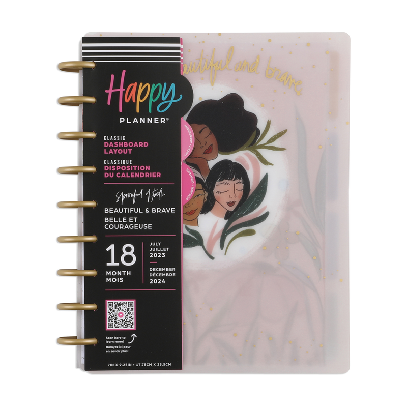 2023 Happy Planner x Spoonful of Faith Beautiful & Brave Frosted Planner - Classic Dashboard Layout - 18 Months