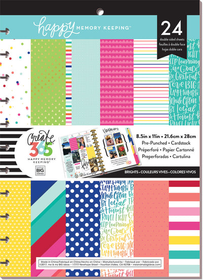 Happy Memory Keeping BIG Pre-Punched Cardstock Pad - Brights