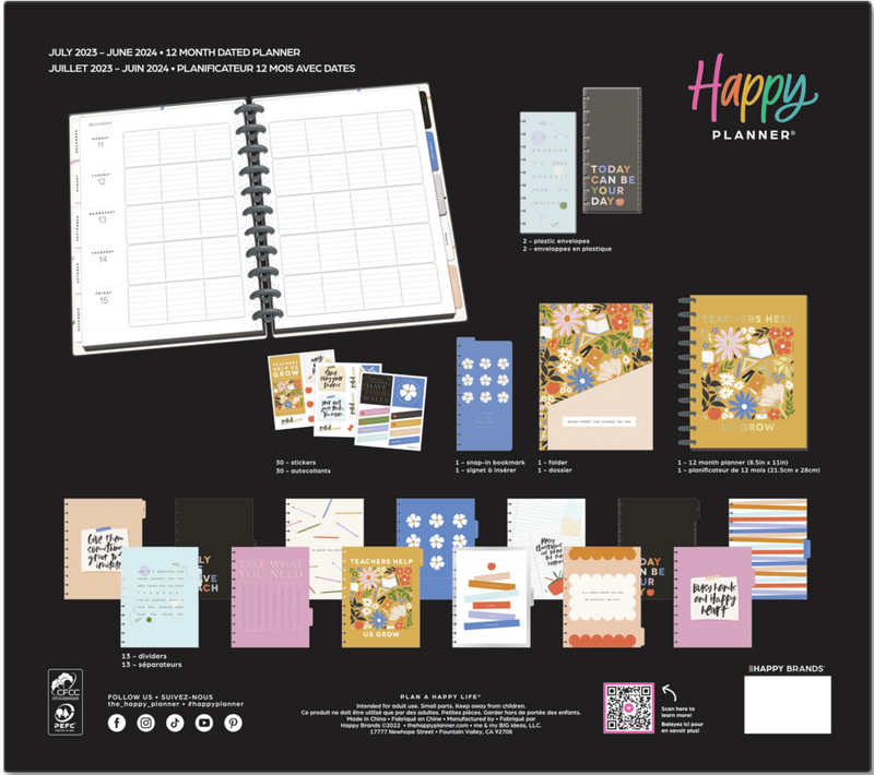 Happy Planner, Office, 223 2024 Teacher Box Kit Big Teacher Planner  Accessories Nwt