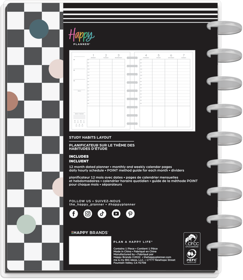 2023 Mellow Feels Student Happy Planner - Classic Study Habits Layout - 12 Months