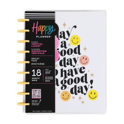 2023 Smiley Face Happy Planner - Classic Vertical Layout - 18 Months