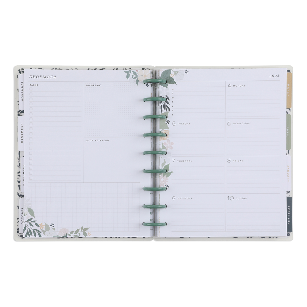  Happy Planner 2023 Daily Planner and Calendar, 18-Month Daily,  Weekly, and Monthly July 2023–Dec. 2024 Planner, Dashboard Layout, Moody  Florals Theme, Big Size, 8 1/2 Inches by 11 Inches : Office Products