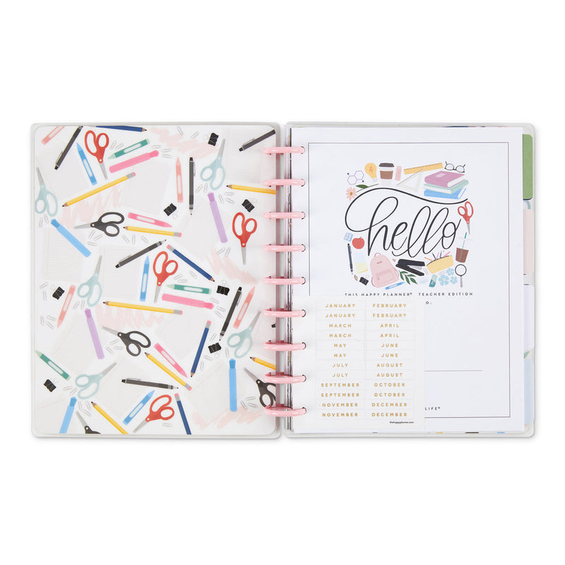 Undated Cute Icons Classic Teacher Happy Planner - 12 Months