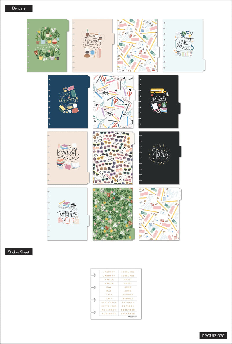 Undated Cute Icons Classic Teacher Happy Planner - 12 Months