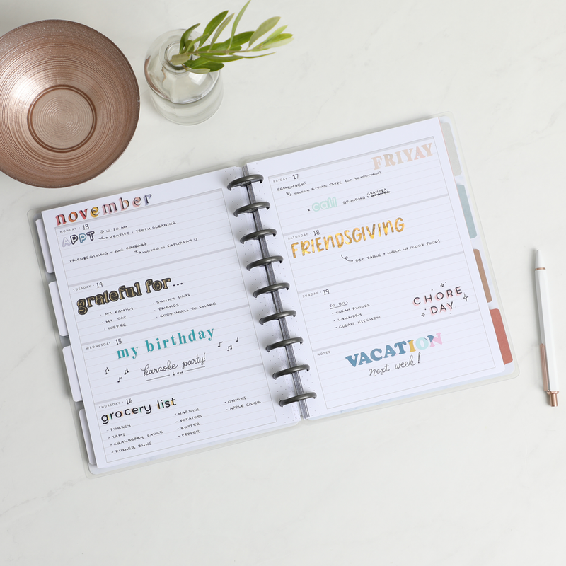 Undated Soft Watercolor Happy Planner - Classic Horizontal Layout - 12 Months