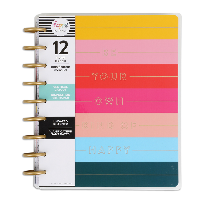 Undated Bright & Fun Happy Planner - Classic Vertical Layout - 12 Months