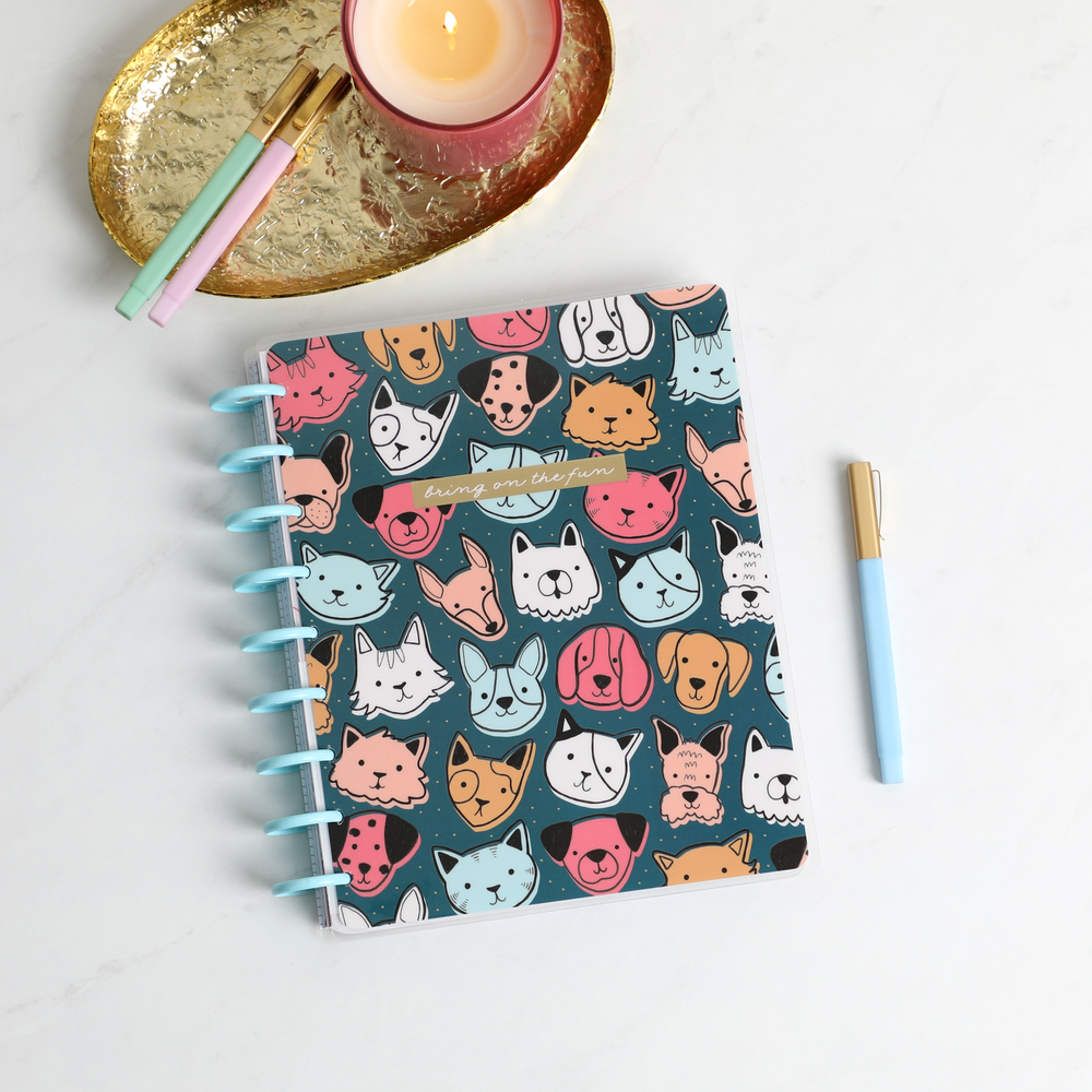 Undated Playful Pets Happy Planner - Classic Checklist Layout - 12 Mon ...