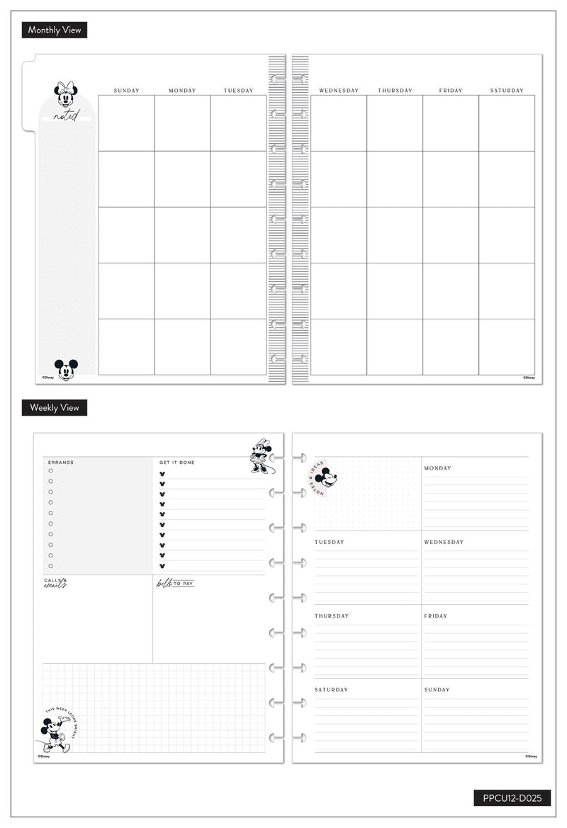 Undated Disney© Modern Mickey Mouse & Minnie Mouse Happy Times Classic Dashboard Happy Planner - 12 Months
