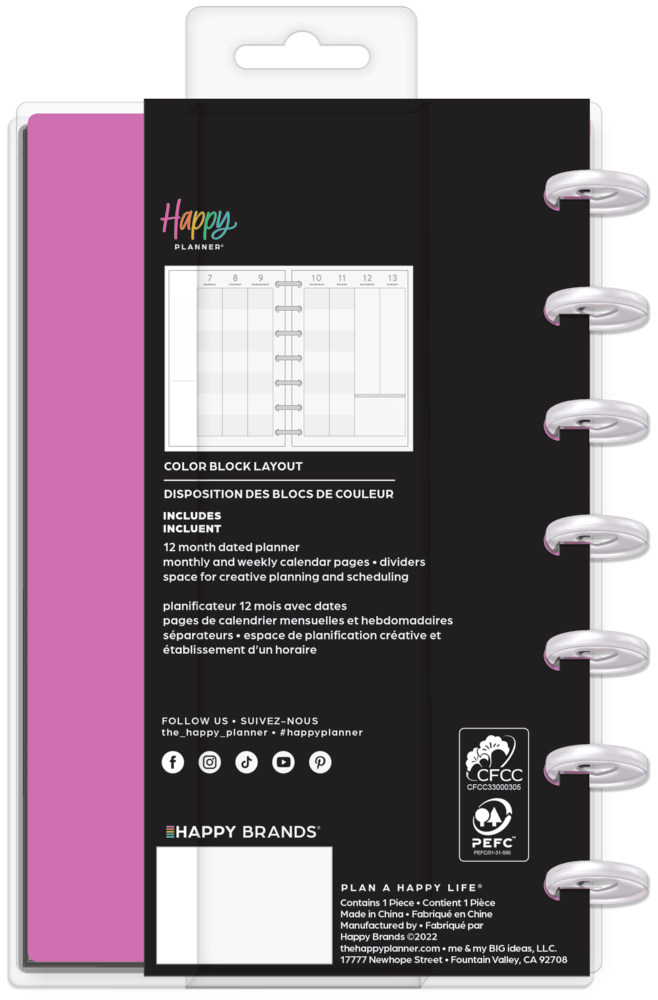 2023 Spread Some Happy Happy Planner Mini Colorblock Layout 12 Mon