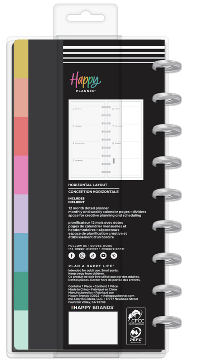 2023 Happy Brights Happy Planner - Skinny Classic Horizontal Layout - 12 Months