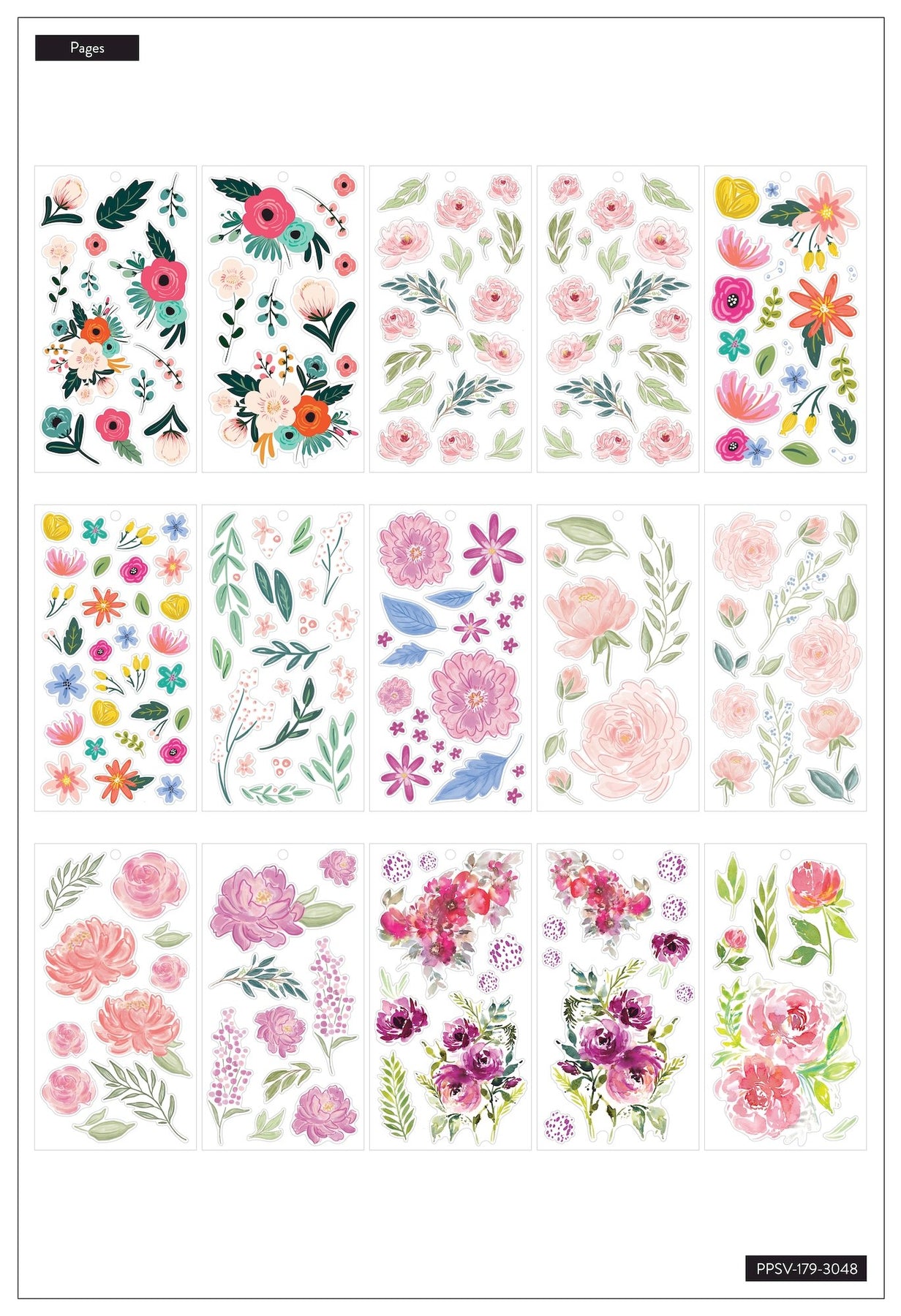 Monthly Big Planner Stickers Pink roses flowers (2872674)