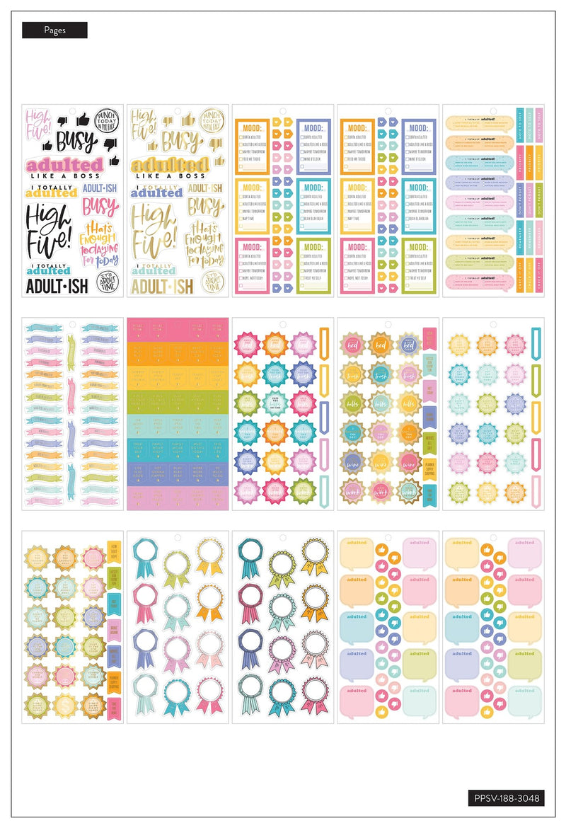 The Happy Planner-Adulting Sticker Book  Sticker book, Adult stickers,  Happy planner