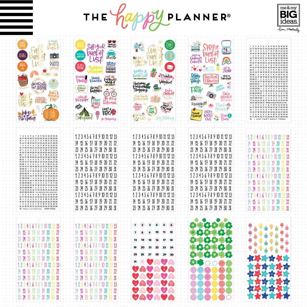  The Happy Planner Sticker Pack for Calendars, Journals and  Projects –Multi-Color, Easy Peel – Scrapbook Accessories – Essential  Trackers & Checklist Theme – 30 Sheets, 990 Stickers Total : Office Products