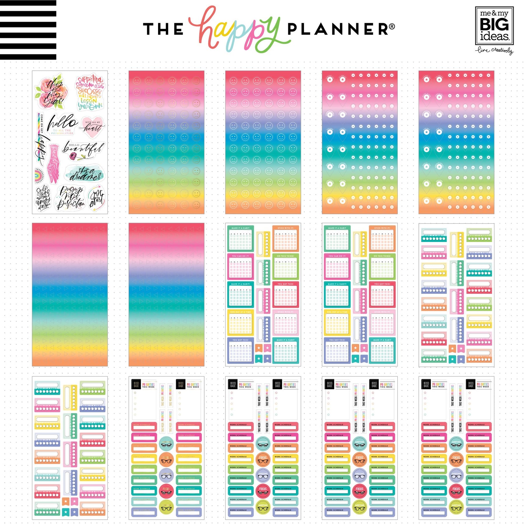 Mega Value Pack Stickers - 100 Sheets - Rainbow Colorful Boxes – The Happy  Planner