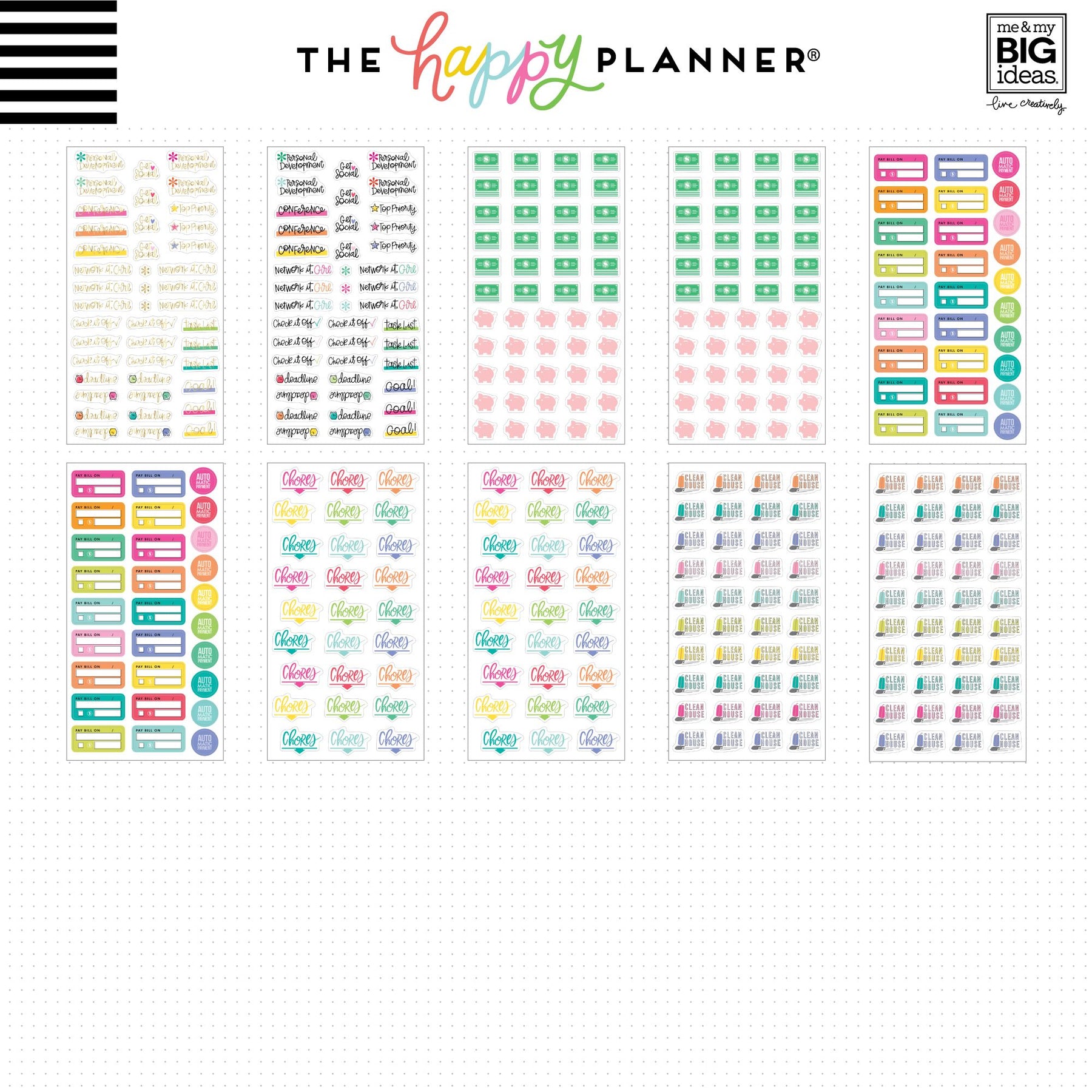 The Happy Planner Stickers- Planner Accessories - Simple Brights Theme  4991