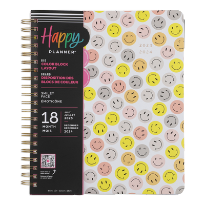 2023 Smiley Face Happy Planner - Big Color Block Layout - 18 Months