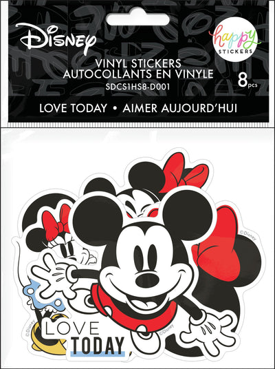 Mickey Mouse and Minnie Mouse Love Today Die Cut Vinyl Decal Stickers - 8 Pack