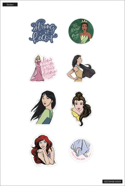 Disney© Princess Strong at Heart Die Cut Vinyl Decal Stickers - 8 Pack