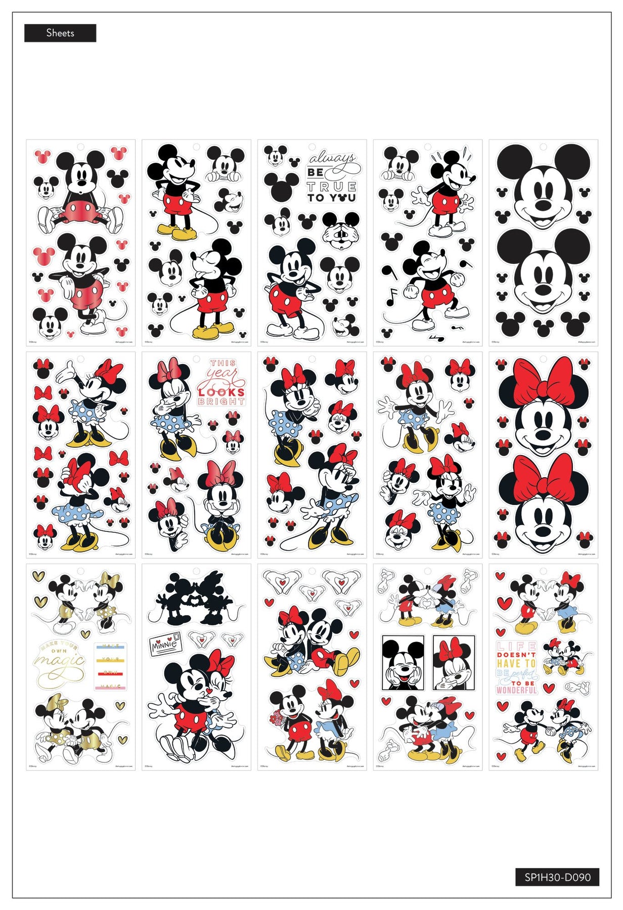 MAMBI Disney Happy Planner Stickers Mickey Minnie Mouse Inspirational Quotes