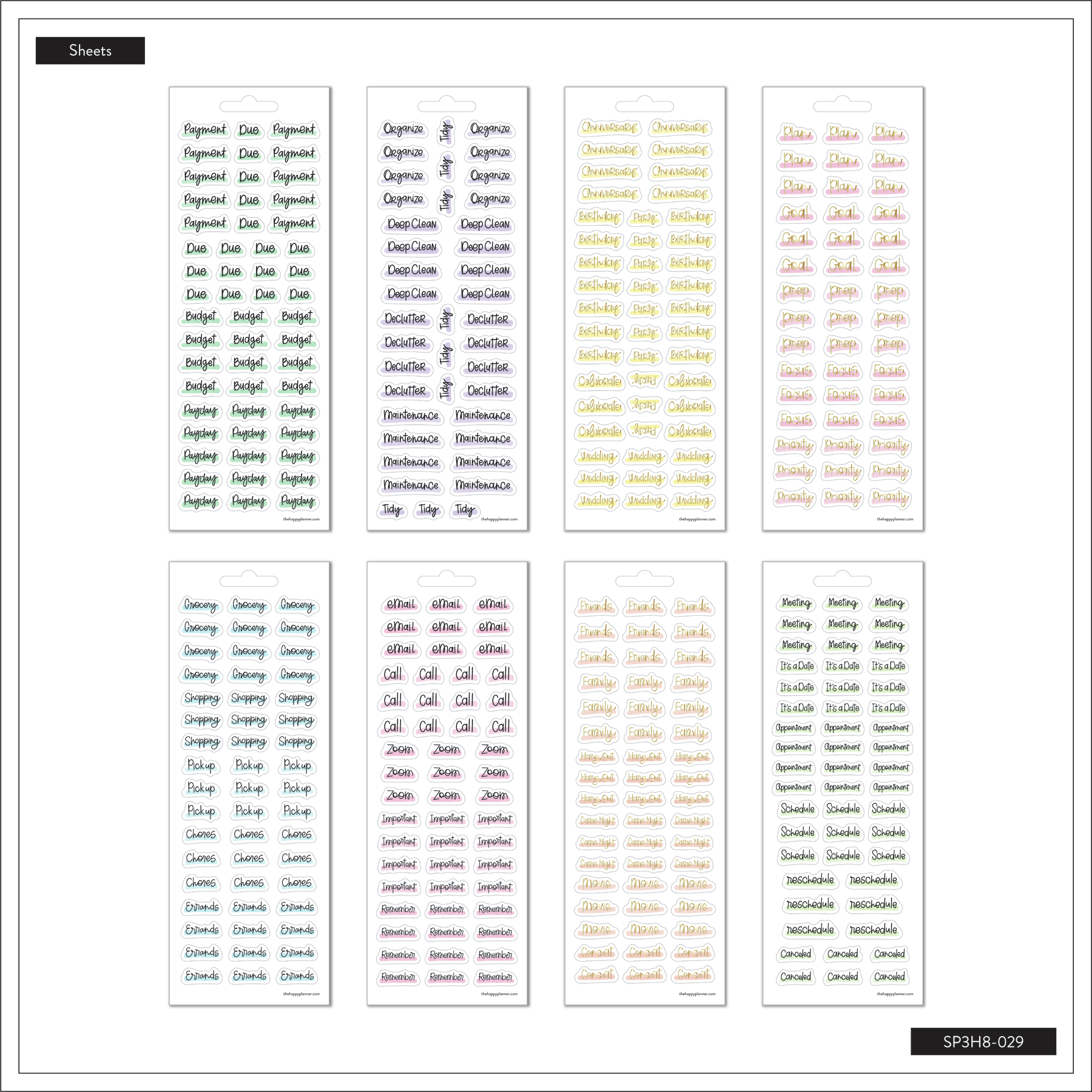 Hand Lettered Basics Stickers - 8 Sheets – Happy Planner