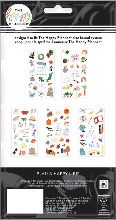 Cheerful Seasonal Stickers - 5 Sticker Sheets