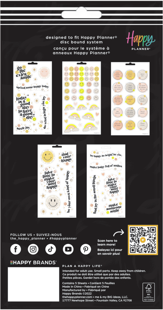 Smiley Face - 5 Sticker Sheets
