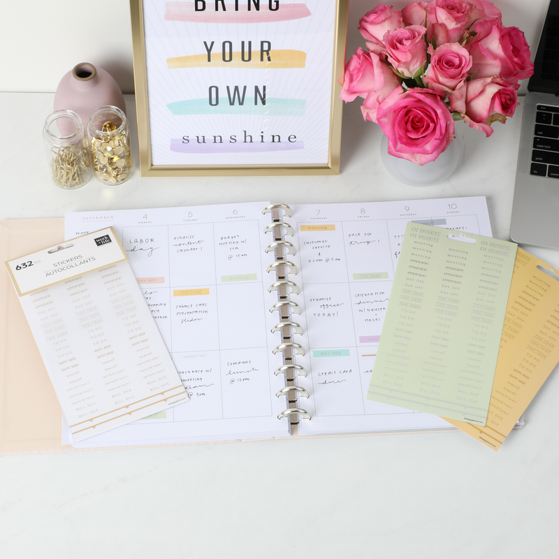 Work + Life Bright Pastel Foil Stickers - 8 Sheets