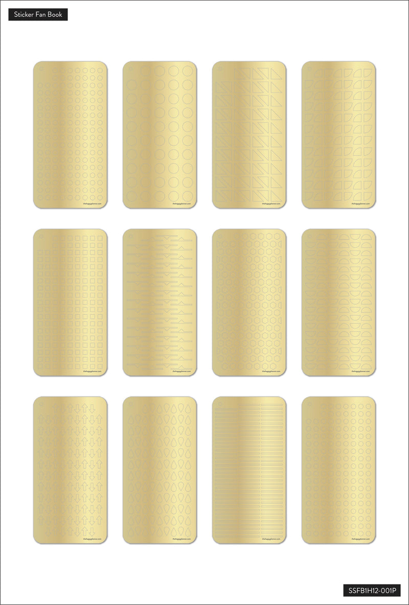 Work + Life Minimalist Gold Foil Fan Sticker Book - 16 Sheets