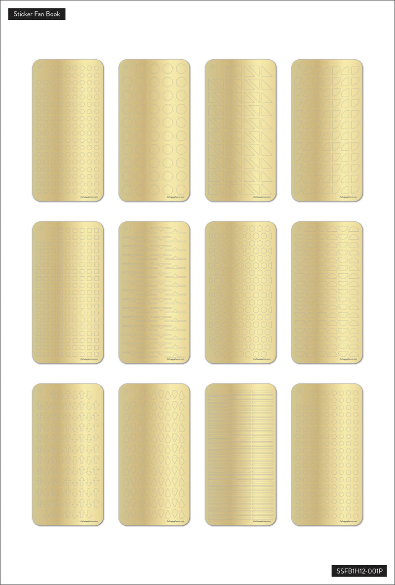 Work + Life Minimalist Gold Foil Fan Sticker Book - 12 Sheets โ Happy ...