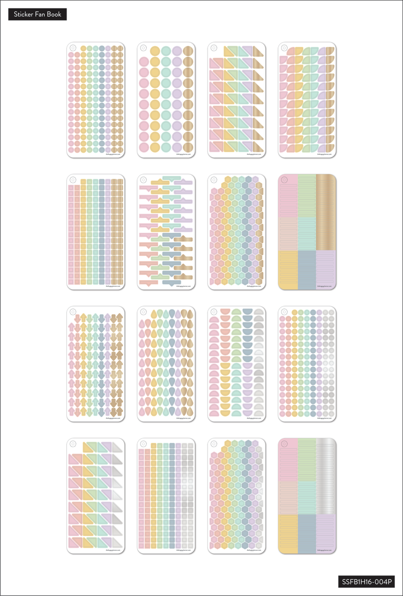 Work + Life Bright Pastels Fan Sticker Book - 16 Sheets