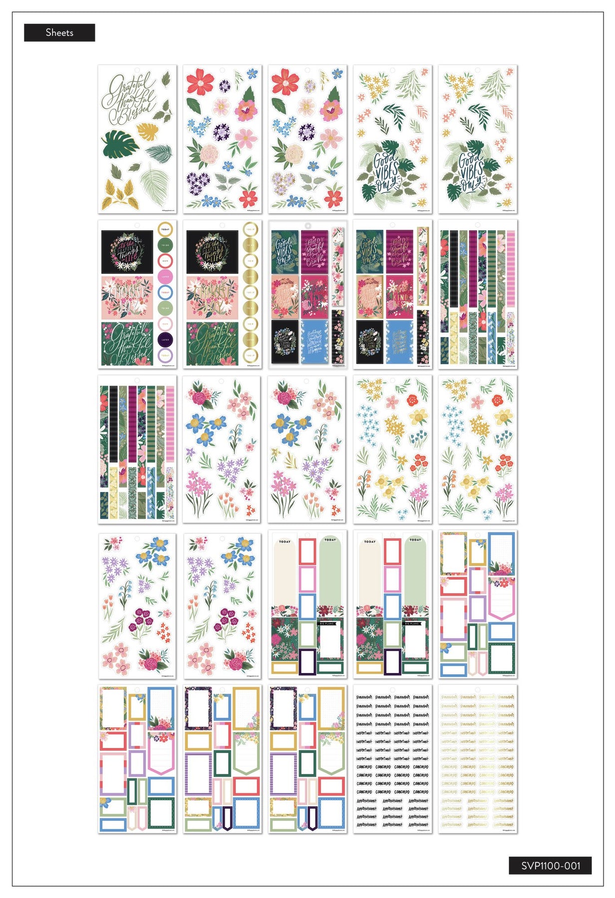 Mega Value Pack Stickers | Flowers & Notes 100 Sheets | The Happy Planner