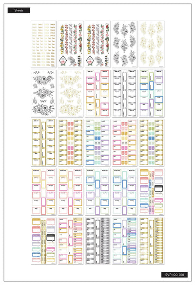 Mega Value Pack Stickers | Flowers & Notes 100 Sheets | The Happy Planner
