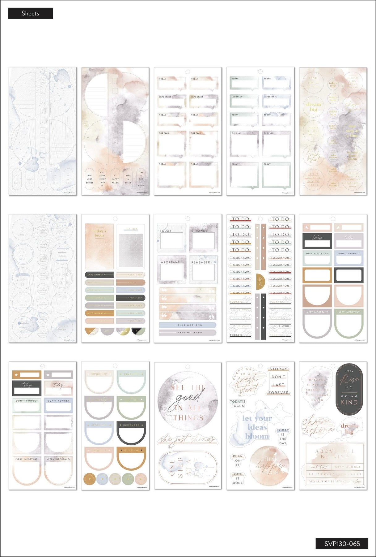 Value Pack Stickers - Neutral Watercolors - Big โ Happy Planner